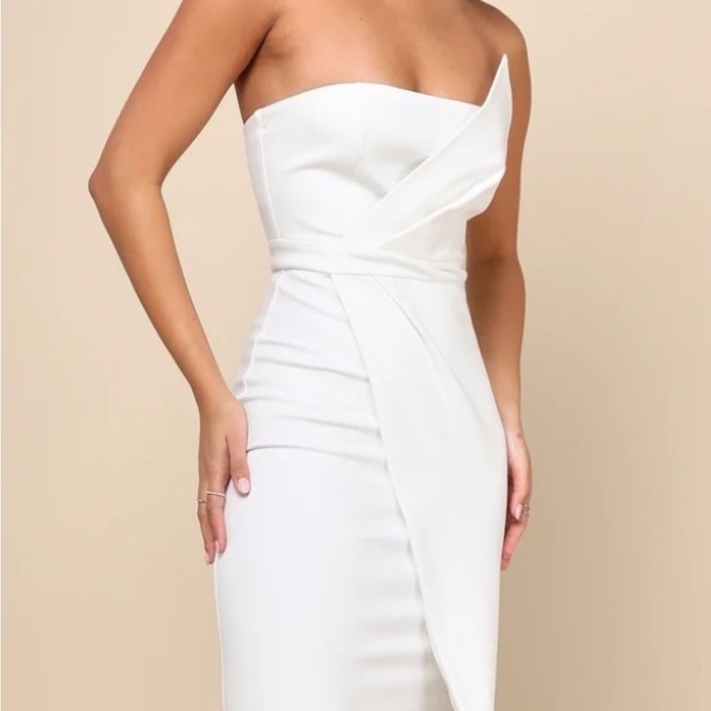 Lulu's White Strapless Bodycon Dress - Queen of the City
